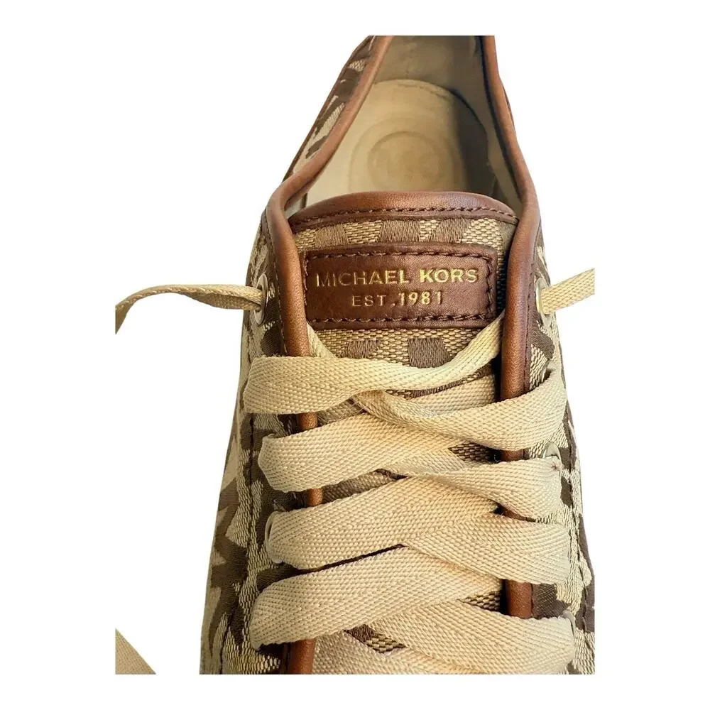 Michael Kors City Tan Brown Mk Signature Monogram Sneaker Shoe Women’s Size 10